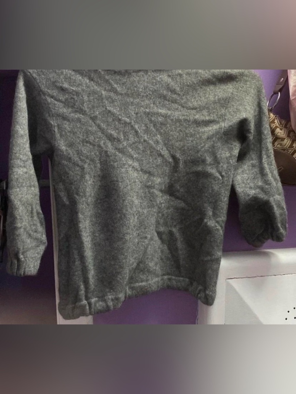 Vince Grey Boiled Cashmere Short-Sleeve Mock Neck Sweater - Perfect Condition - Picture 3 of 9
